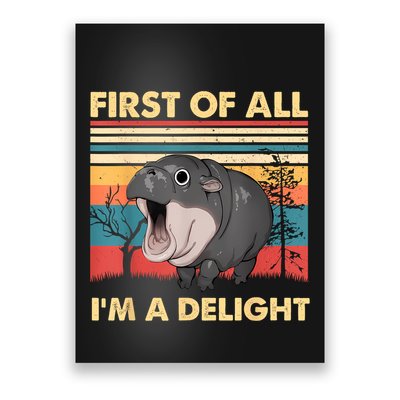 Vintage First Of All IM A Delight Moo Deng Baby Pygmy Hippo Poster