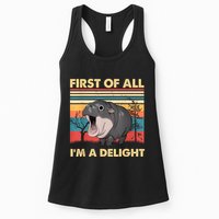 Vintage First Of All IM A Delight Moo Deng Baby Pygmy Hippo Womens Tank Top
