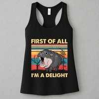 Vintage First Of All IM A Delight Moo Deng Baby Pygmy Hippo Womens Tank Top
