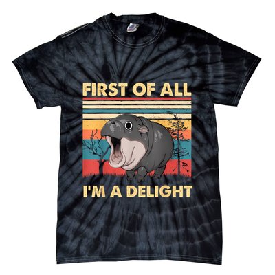 Vintage First Of All IM A Delight Moo Deng Baby Pygmy Hippo Tie-Dye T-Shirt