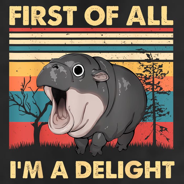 Vintage First Of All IM A Delight Moo Deng Baby Pygmy Hippo Trucker Hat
