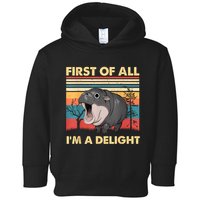 Vintage First Of All IM A Delight Moo Deng Baby Pygmy Hippo Toddler Hoodie
