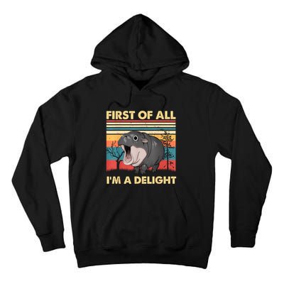 Vintage First Of All IM A Delight Moo Deng Baby Pygmy Hippo Tall Hoodie