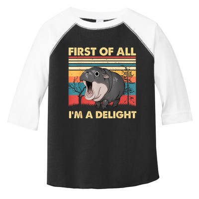 Vintage First Of All IM A Delight Moo Deng Baby Pygmy Hippo Toddler Fine Jersey T-Shirt
