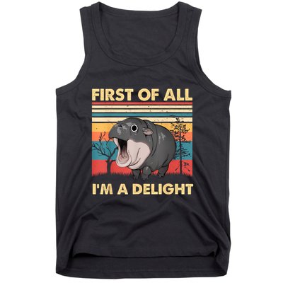 Vintage First Of All IM A Delight Moo Deng Baby Pygmy Hippo Tank Top