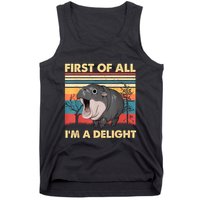 Vintage First Of All IM A Delight Moo Deng Baby Pygmy Hippo Tank Top