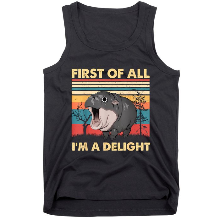 Vintage First Of All IM A Delight Moo Deng Baby Pygmy Hippo Tank Top