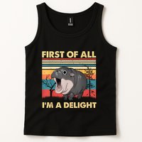 Vintage First Of All IM A Delight Moo Deng Baby Pygmy Hippo Tank Top