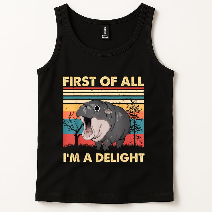 Vintage First Of All IM A Delight Moo Deng Baby Pygmy Hippo Tank Top