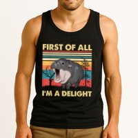 Vintage First Of All IM A Delight Moo Deng Baby Pygmy Hippo Tank Top