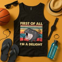 Vintage First Of All IM A Delight Moo Deng Baby Pygmy Hippo Tank Top