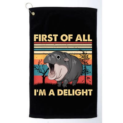 Vintage First Of All IM A Delight Moo Deng Baby Pygmy Hippo Golf Towel