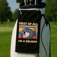 Vintage First Of All IM A Delight Moo Deng Baby Pygmy Hippo Golf Towel