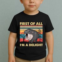 Vintage First Of All IM A Delight Moo Deng Baby Pygmy Hippo Toddler T-Shirt