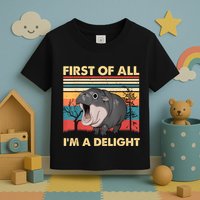 Vintage First Of All IM A Delight Moo Deng Baby Pygmy Hippo Toddler T-Shirt