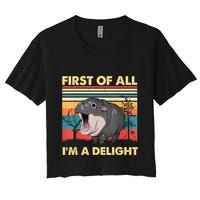 Vintage First Of All IM A Delight Moo Deng Baby Pygmy Hippo Crop Top