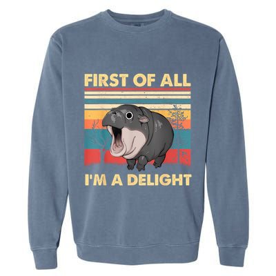 Vintage First Of All IM A Delight Moo Deng Baby Pygmy Hippo Garment-Dyed Sweatshirt