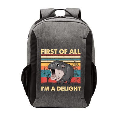 Vintage First Of All IM A Delight Moo Deng Baby Pygmy Hippo Vector Backpack