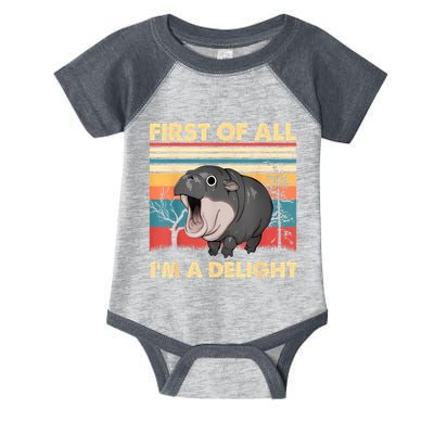Vintage First Of All IM A Delight Moo Deng Baby Pygmy Hippo Infant Baby Jersey Bodysuit