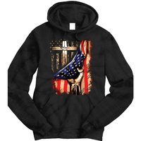 Vintage Faith Over Fear Christian Cross American Flag Tie Dye Hoodie