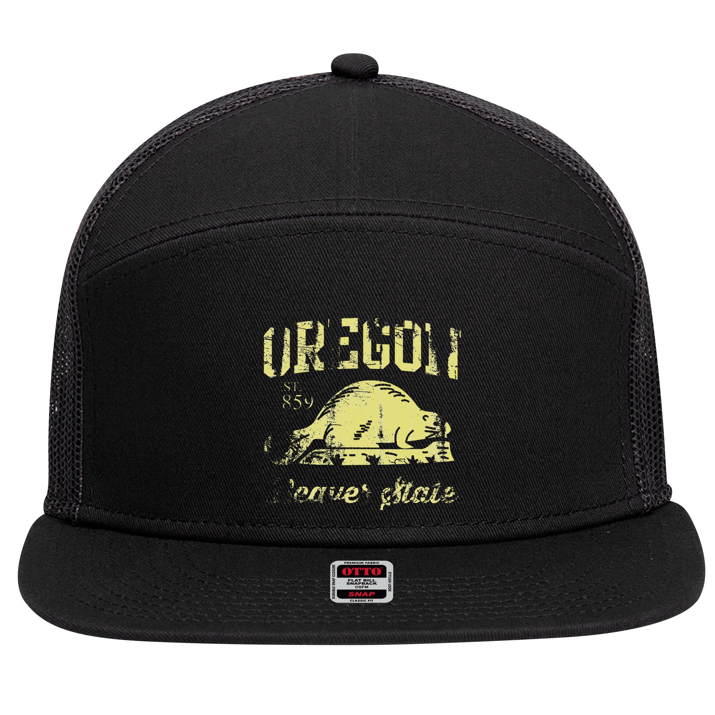 Vintage Fade Oregon Flag Beaver State Travel Men Women 7 Panel Mesh Trucker Snapback Hat