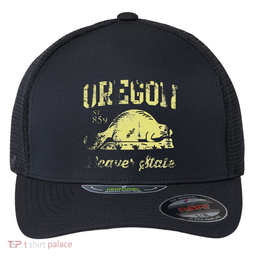 Vintage Fade Oregon Flag Beaver State Travel Men Women Flexfit Unipanel Trucker Cap