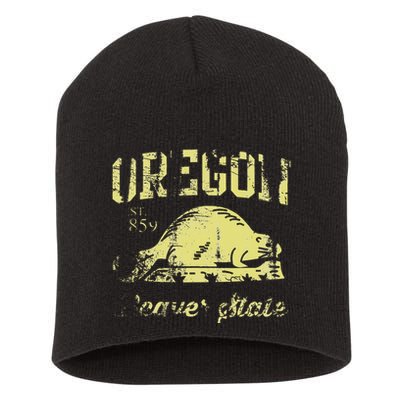 Vintage Fade Oregon Flag Beaver State Travel Men Women Short Acrylic Beanie