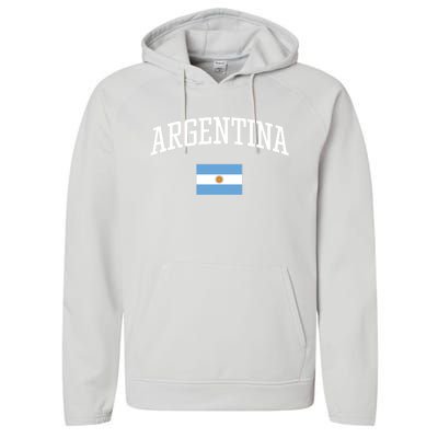 Vintage Flag Of Argentina Love Your Country Gift Performance Fleece Hoodie