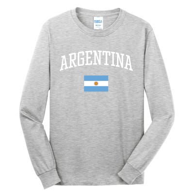 Vintage Flag Of Argentina Love Your Country Gift Tall Long Sleeve T-Shirt