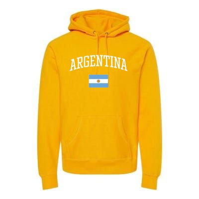 Vintage Flag Of Argentina Love Your Country Gift Premium Hoodie