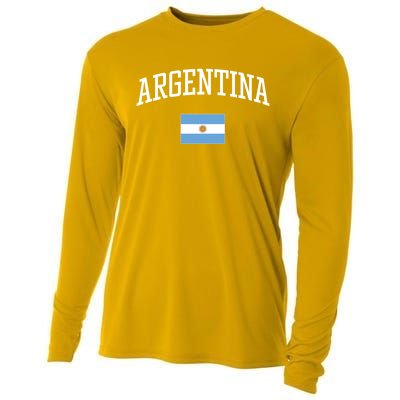 Vintage Flag Of Argentina Love Your Country Gift Cooling Performance Long Sleeve Crew