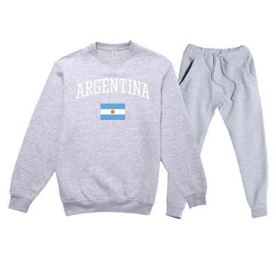 Vintage Flag Of Argentina Love Your Country Gift Premium Crewneck Sweatsuit Set