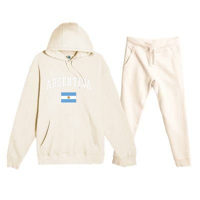 Vintage Flag Of Argentina Love Your Country Gift Premium Hooded Sweatsuit Set