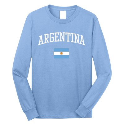 Vintage Flag Of Argentina Love Your Country Gift Long Sleeve Shirt