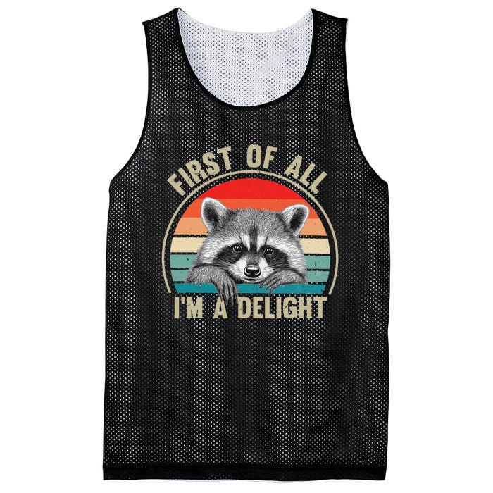 Vintage First Of All IM A Delight Funny Raccoon Lover Mesh Reversible Basketball Jersey Tank