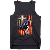 Vintage Faith Over Fear Christian Cross American Flag Tank Top