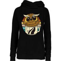 Vintage funny owl inside a coffee cup, coffee night owl Womens Funnel Neck Pullover Hood