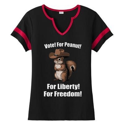 Vote For Peanut For Liberty For Freedom Ladies Halftime Notch Neck Tee