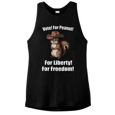 Vote For Peanut For Liberty For Freedom Ladies PosiCharge Tri-Blend Wicking Tank