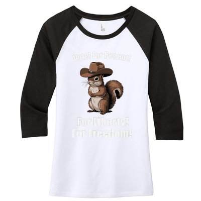 Vote For Peanut For Liberty For Freedom Women's Tri-Blend 3/4-Sleeve Raglan Shirt