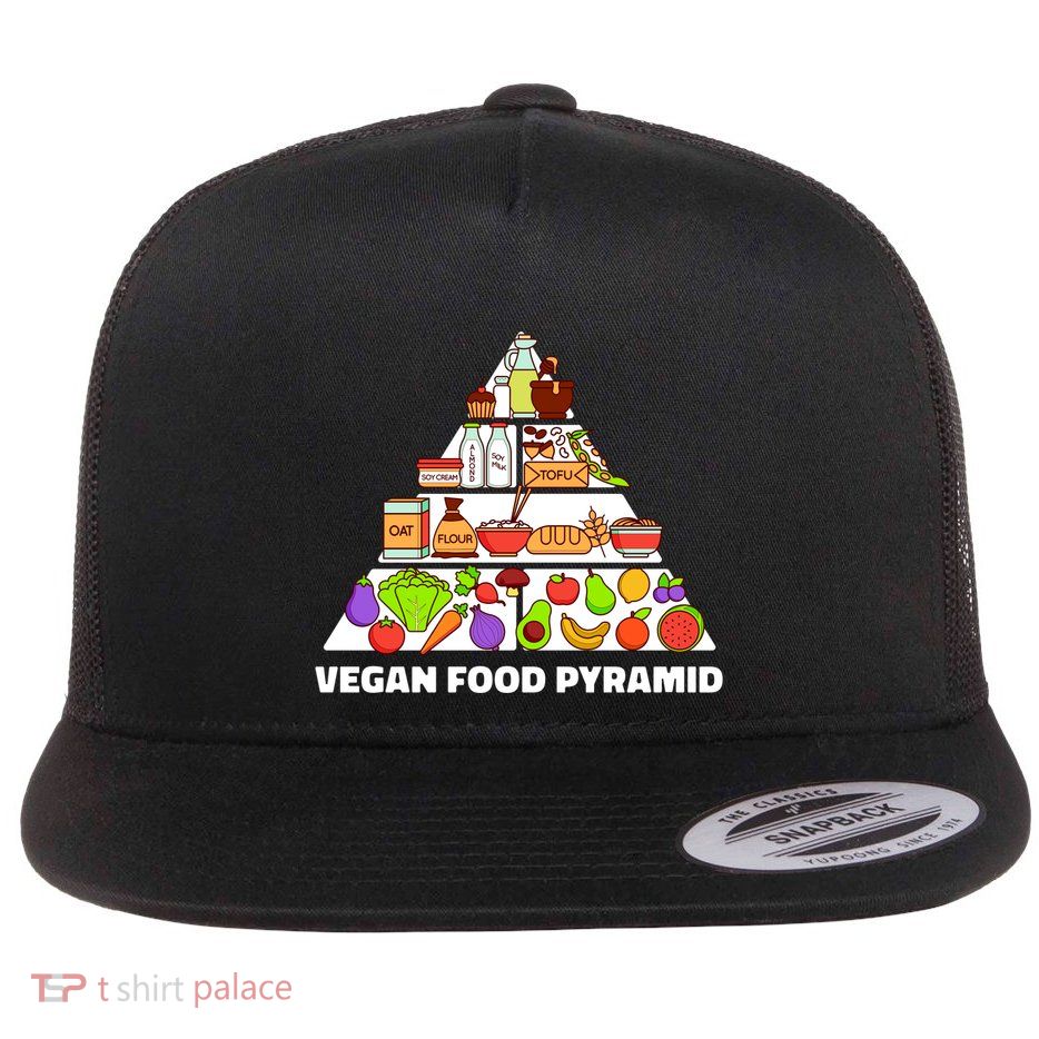 Vegan Food Pyramid Flat Bill Trucker Hat