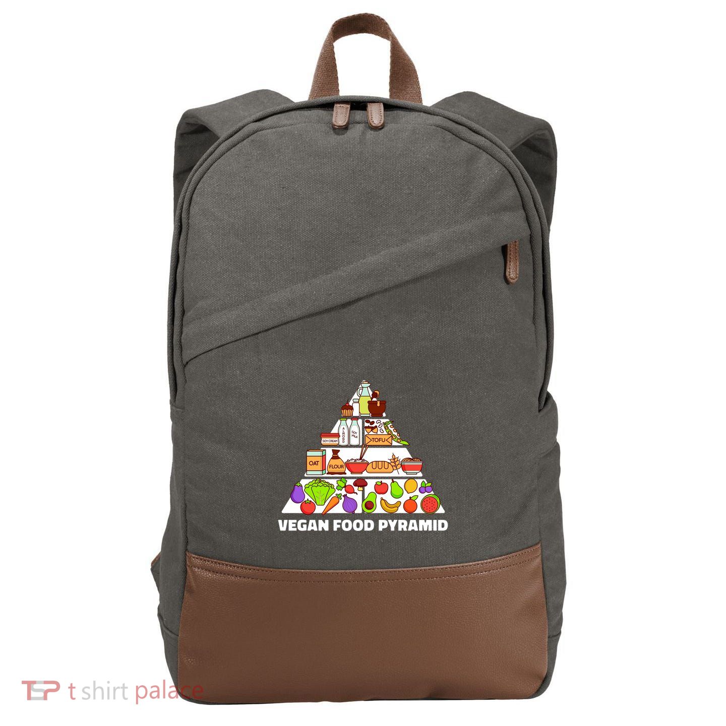 Vegan Food Pyramid Cotton Canvas Backpack