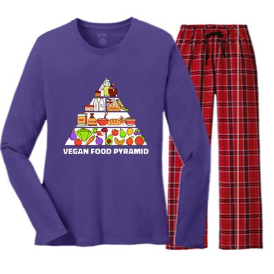 Vegan Food Pyramid Women's Long Sleeve Flannel Pajama Set 