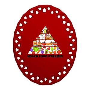 Vegan Food Pyramid Ceramic Oval Ornament