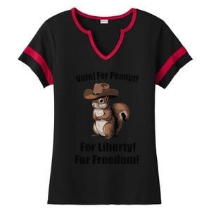 Vote For Peanut For Liberty For Freedom Ladies Halftime Notch Neck Tee