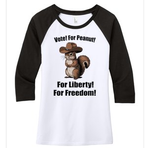 Vote For Peanut For Liberty For Freedom Women's Tri-Blend 3/4-Sleeve Raglan Shirt