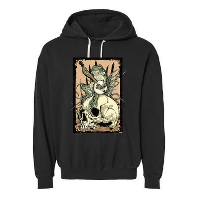 Victorian Frog Playing Banjo Garment-Dyed Fleece Hoodie