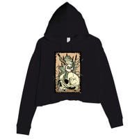 Victorian Frog Playing Banjo Crop Fleece Hoodie