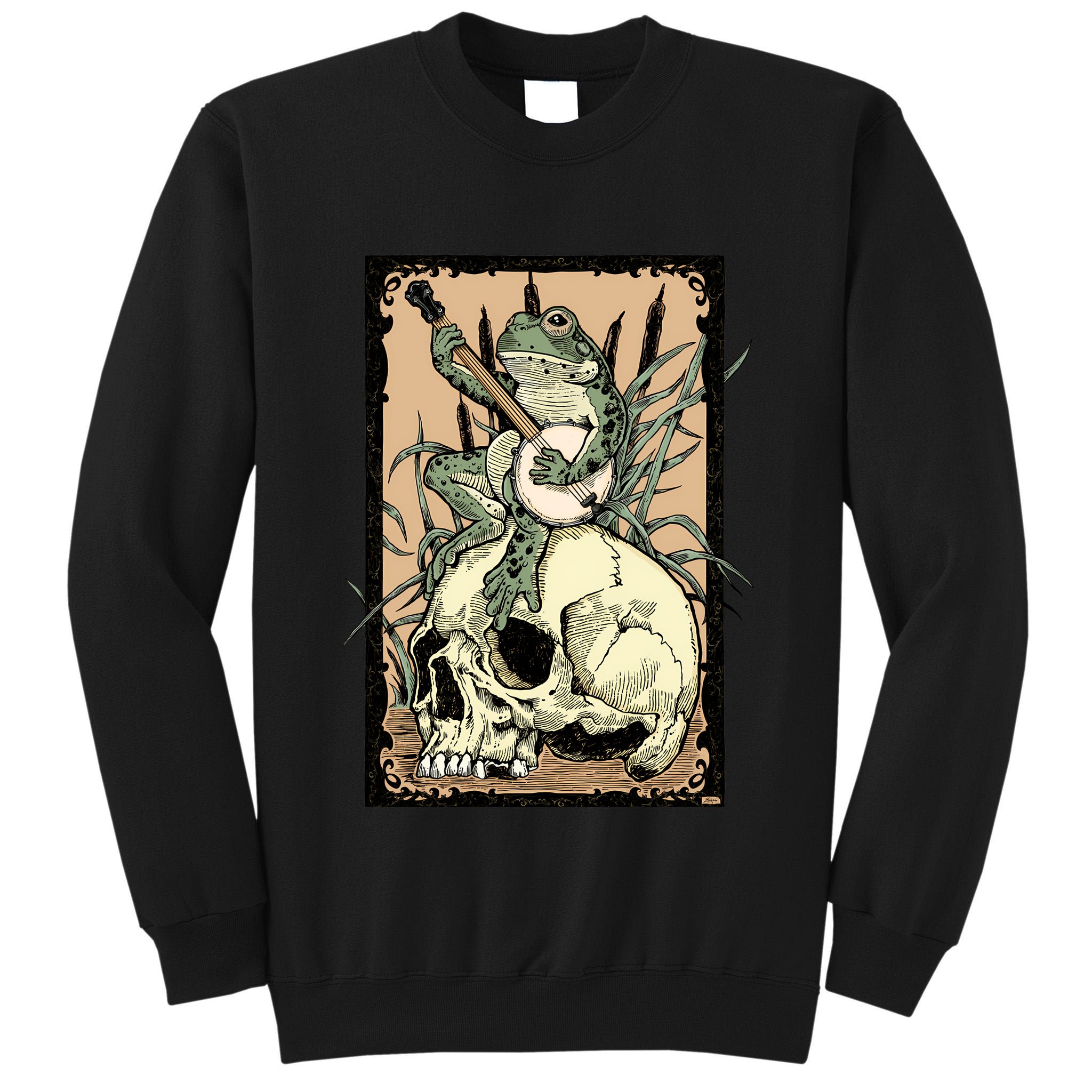 Victorian Frog Playing Banjo Tall Sweatshirt