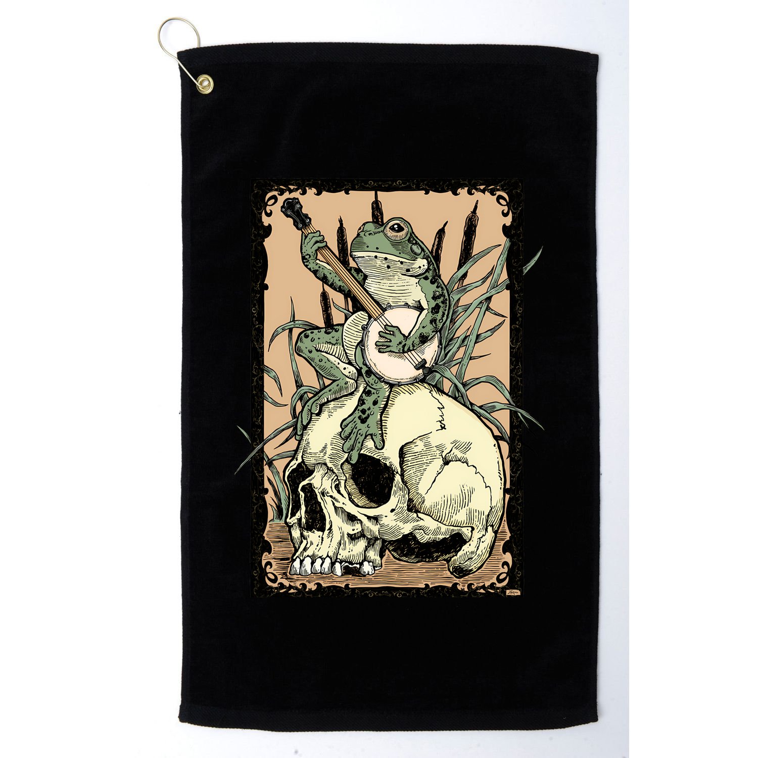 Victorian Frog Playing Banjo Golf Towel